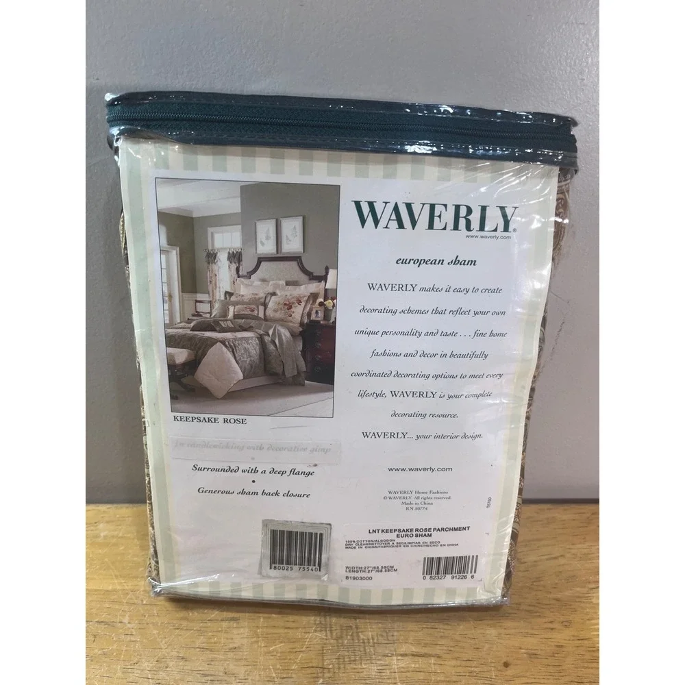 Waverly European Sham Keepsake Rose Parchment Brown Tan Vtg Paisley 27x27 Cotton